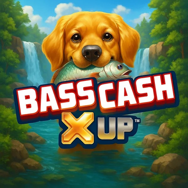 Bass Cash X UP slot logo by Alchemy Gaming at Slimking Casino
